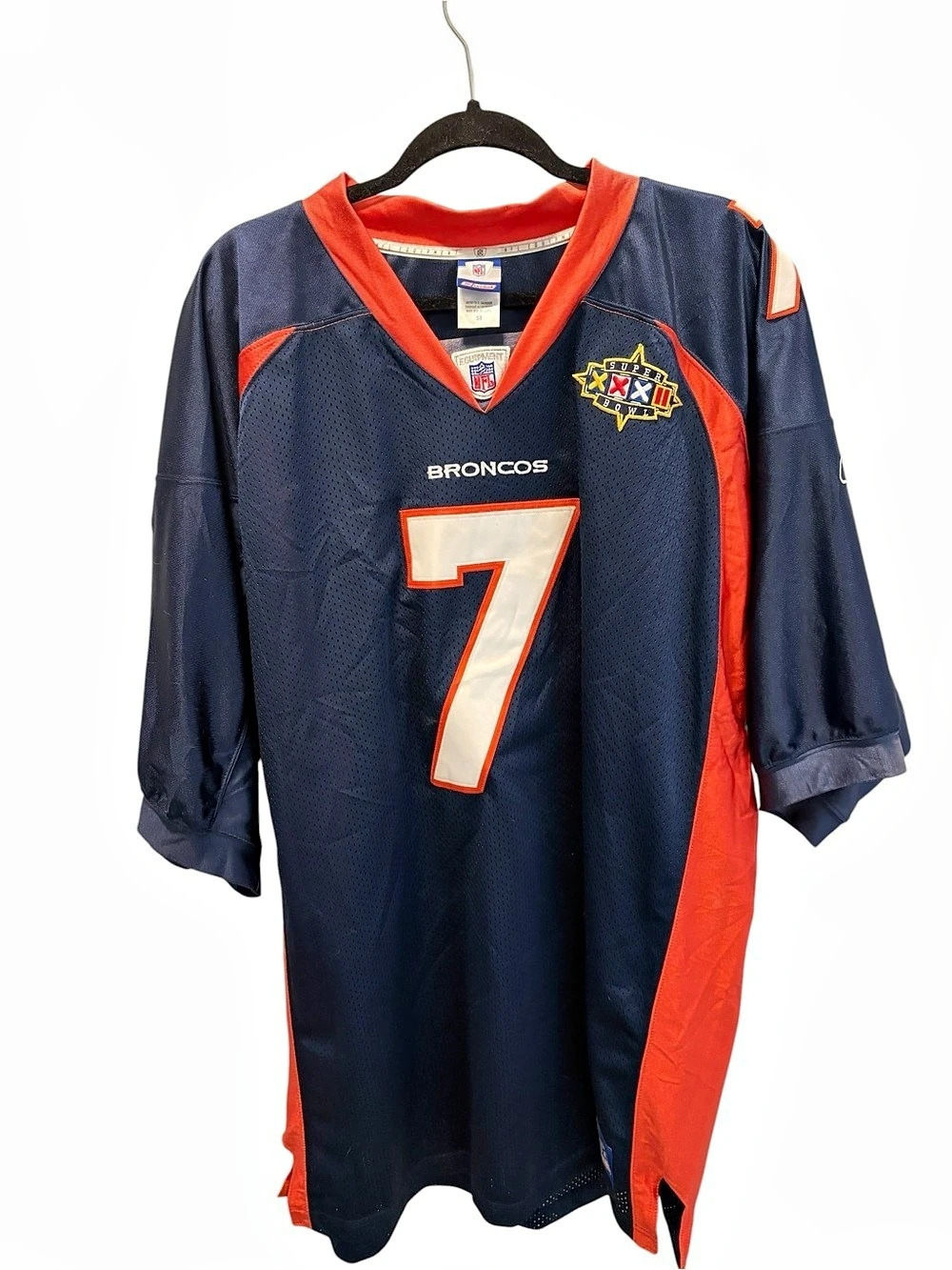 Reebok John Elway Denver Broncos NFL Equipment Super Bowl jersey